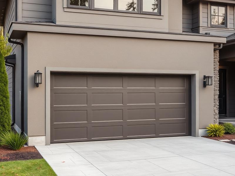 Contemporary flush panel garage door on modern home in Corvallis, Oregon